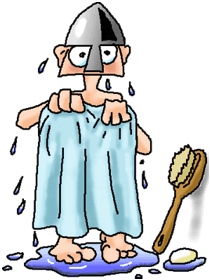 Kleinalrik unter der Dusche